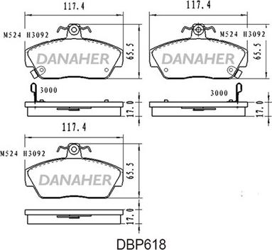 Danaher DBP618 - Bremžu uzliku kompl., Disku bremzes www.autospares.lv