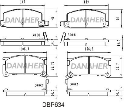 Danaher DBP634 - Brake Pad Set, disc brake www.autospares.lv