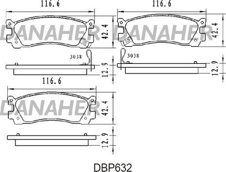 Danaher DBP632 - Bremžu uzliku kompl., Disku bremzes autospares.lv