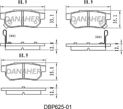 Danaher DBP625-01 - Bremžu uzliku kompl., Disku bremzes www.autospares.lv