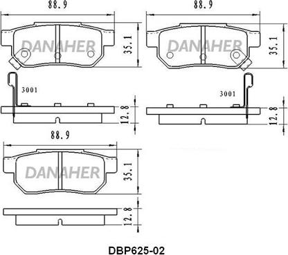 Danaher DBP625-02 - Bremžu uzliku kompl., Disku bremzes www.autospares.lv