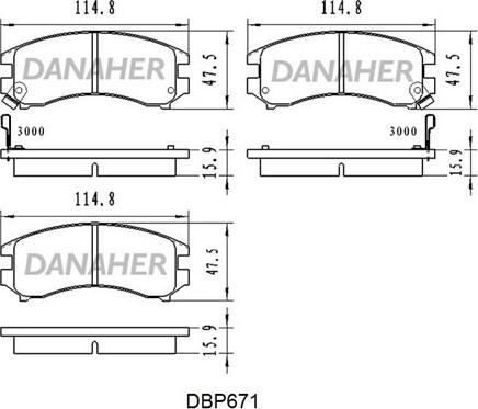 Danaher DBP671 - Тормозные колодки, дисковые, комплект www.autospares.lv