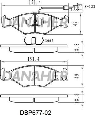 Danaher DBP677-02 - Bremžu uzliku kompl., Disku bremzes autospares.lv