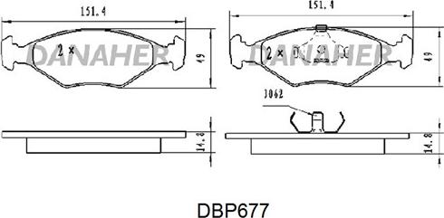 Danaher DBP677 - Тормозные колодки, дисковые, комплект www.autospares.lv