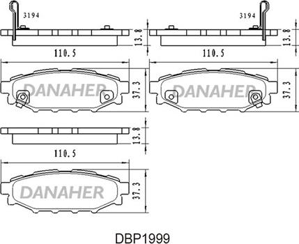 Danaher DBP1999 - Brake Pad Set, disc brake www.autospares.lv