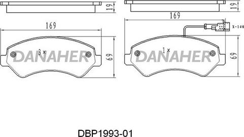 Danaher DBP1993-01 - Bremžu uzliku kompl., Disku bremzes autospares.lv