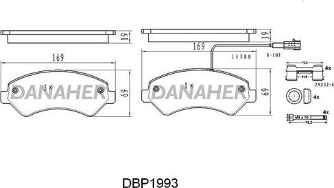 Danaher DBP1993 - Bremžu uzliku kompl., Disku bremzes autospares.lv