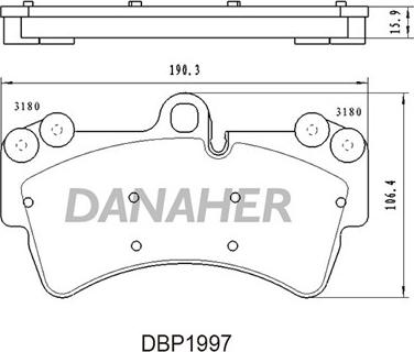 Danaher DBP1997 - Bremžu uzliku kompl., Disku bremzes www.autospares.lv