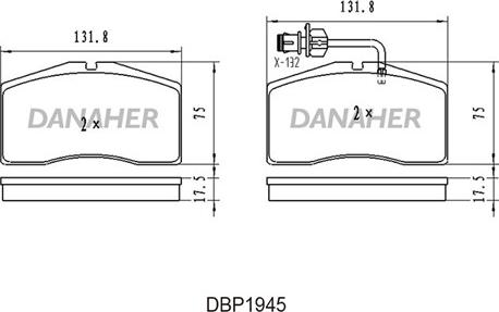 Danaher DBP1945 - Bremžu uzliku kompl., Disku bremzes www.autospares.lv