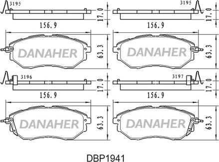 Danaher DBP1941 - Brake Pad Set, disc brake www.autospares.lv