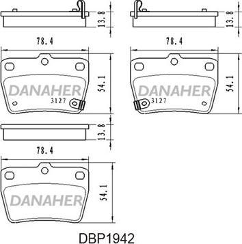 Danaher DBP1942 - Bremžu uzliku kompl., Disku bremzes www.autospares.lv