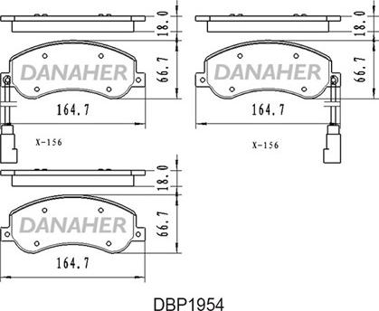 Danaher DBP1954 - Bremžu uzliku kompl., Disku bremzes www.autospares.lv