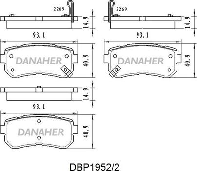 Danaher DBP1952/2 - Brake Pad Set, disc brake www.autospares.lv