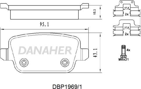 Danaher DBP1969/1 - Bremžu uzliku kompl., Disku bremzes autospares.lv