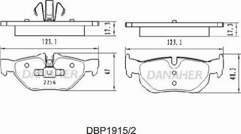 Danaher DBP1915/2 - Bremžu uzliku kompl., Disku bremzes autospares.lv