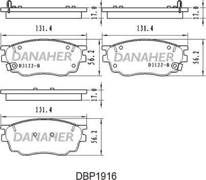 Danaher DBP1916 - Bremžu uzliku kompl., Disku bremzes autospares.lv