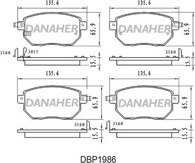 Danaher DBP1986 - Bremžu uzliku kompl., Disku bremzes www.autospares.lv