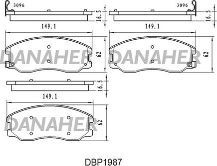 Danaher DBP1987 - Bremžu uzliku kompl., Disku bremzes www.autospares.lv