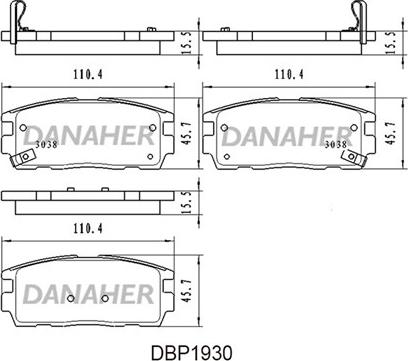 Danaher DBP1930 - Тормозные колодки, дисковые, комплект www.autospares.lv