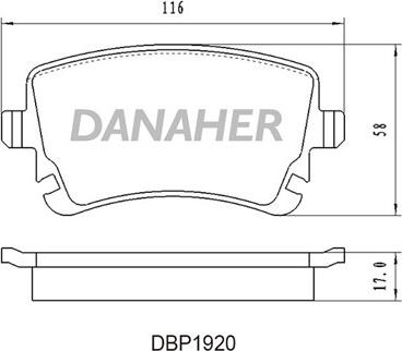 Danaher DBP1920 - Тормозные колодки, дисковые, комплект www.autospares.lv