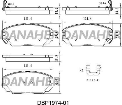 Danaher DBP1974-01 - Bremžu uzliku kompl., Disku bremzes autospares.lv