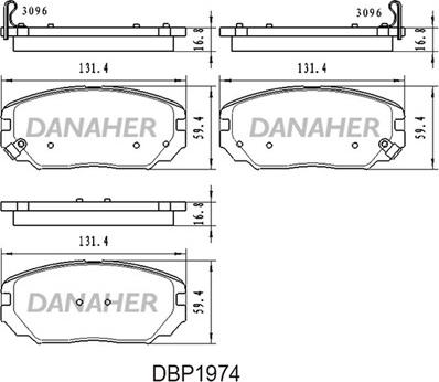 Danaher DBP1974 - Bremžu uzliku kompl., Disku bremzes autospares.lv