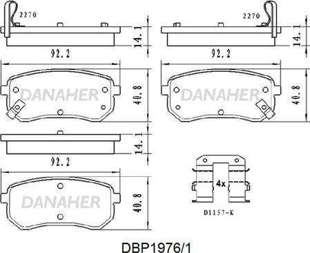 Danaher DBP1976/1 - Brake Pad Set, disc brake www.autospares.lv