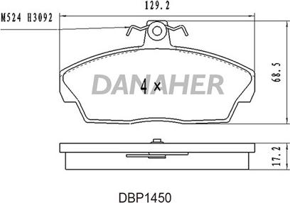 Danaher DBP1450 - Тормозные колодки, дисковые, комплект www.autospares.lv