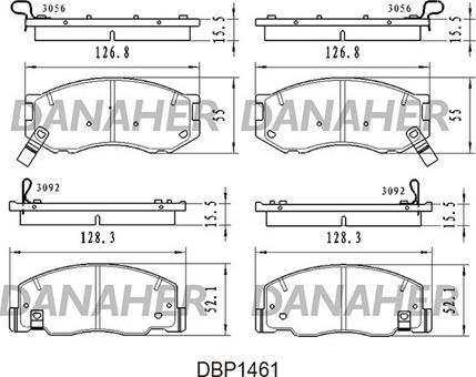 Danaher DBP1461 - Тормозные колодки, дисковые, комплект www.autospares.lv