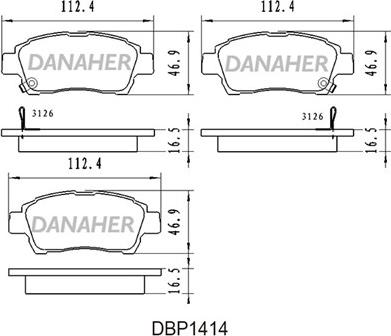 Danaher DBP1414 - Тормозные колодки, дисковые, комплект www.autospares.lv