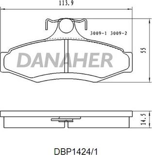 Danaher DBP1424/1 - Тормозные колодки, дисковые, комплект www.autospares.lv