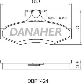 Danaher DBP1424 - Тормозные колодки, дисковые, комплект www.autospares.lv