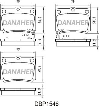 Danaher DBP1546 - Bremžu uzliku kompl., Disku bremzes www.autospares.lv