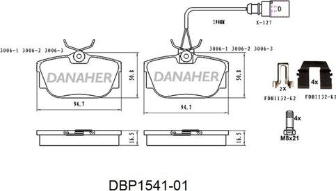 Danaher DBP1541-01 - Bremžu uzliku kompl., Disku bremzes autospares.lv