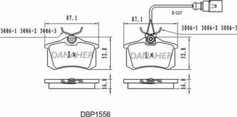 Danaher DBP1556 - Тормозные колодки, дисковые, комплект www.autospares.lv