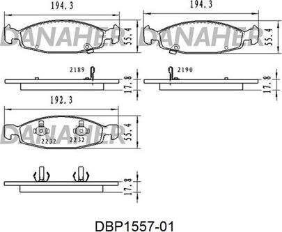 Danaher DBP1557-01 - Bremžu uzliku kompl., Disku bremzes www.autospares.lv