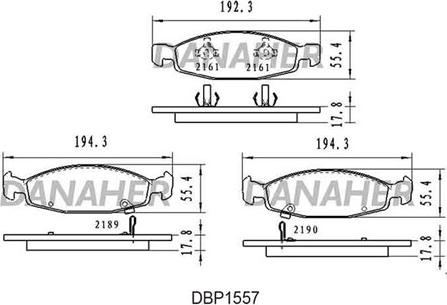 Danaher DBP1557 - Bremžu uzliku kompl., Disku bremzes www.autospares.lv