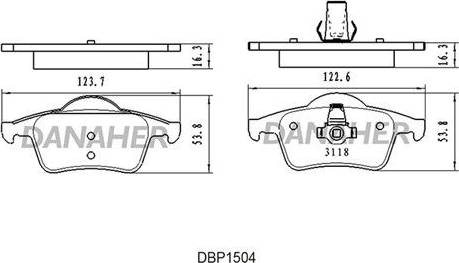 Danaher DBP1504 - Bremžu uzliku kompl., Disku bremzes autospares.lv