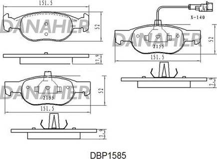 Danaher DBP1585 - Bremžu uzliku kompl., Disku bremzes autospares.lv