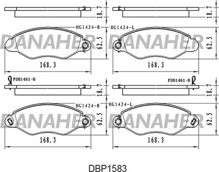 Danaher DBP1583 - Bremžu uzliku kompl., Disku bremzes autospares.lv