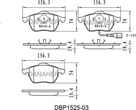 Danaher DBP1525-03 - Bremžu uzliku kompl., Disku bremzes autospares.lv