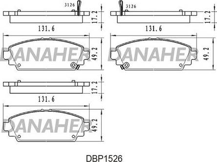 Danaher DBP1526 - Bremžu uzliku kompl., Disku bremzes www.autospares.lv