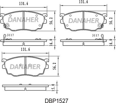 Danaher DBP1527 - Bremžu uzliku kompl., Disku bremzes www.autospares.lv