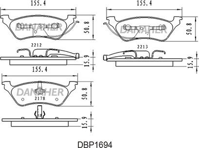 Danaher DBP1694 - Bremžu uzliku kompl., Disku bremzes www.autospares.lv