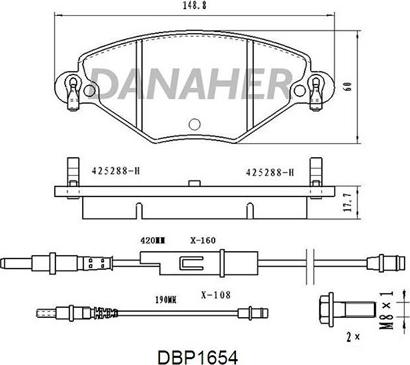 Danaher DBP1654 - Bremžu uzliku kompl., Disku bremzes www.autospares.lv