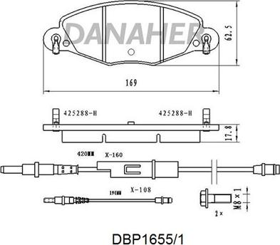 Danaher DBP1655/1 - Bremžu uzliku kompl., Disku bremzes autospares.lv