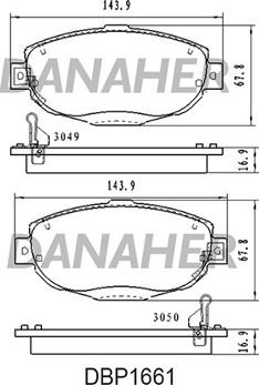 Danaher DBP1661 - Тормозные колодки, дисковые, комплект www.autospares.lv