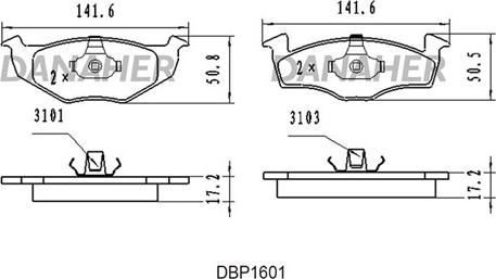 Danaher DBP1601 - Brake Pad Set, disc brake www.autospares.lv