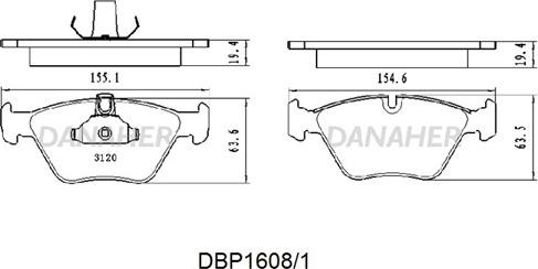 Danaher DBP1608/1 - Bremžu uzliku kompl., Disku bremzes autospares.lv