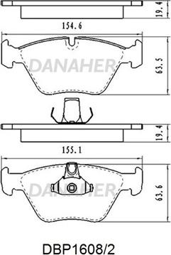 Danaher DBP1608/2 - Bremžu uzliku kompl., Disku bremzes autospares.lv